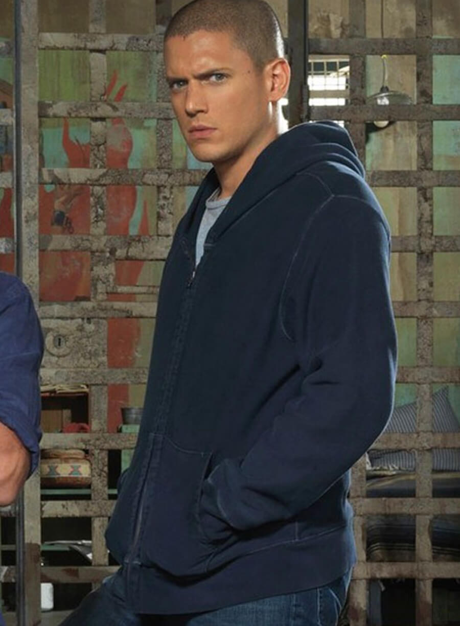 Harpoon Michael Scofield Inspired Black Fleece Fabric Hooded Jacket - Prison Break Tv Series Style