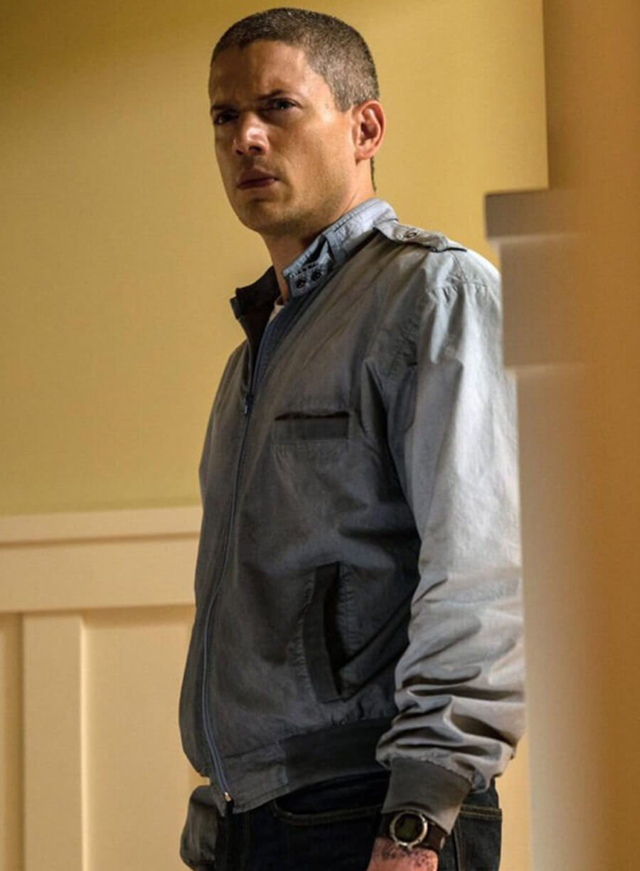 Harpoon Michael Scofield Inspired Blue Cotton Fabric Bomber Jacket - Prison Break Tv Series Style