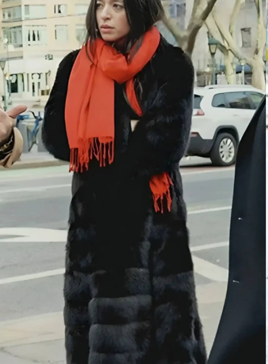Harpoon Mikey Madison Fur Trench Inspired Black Fur Fabric Coat