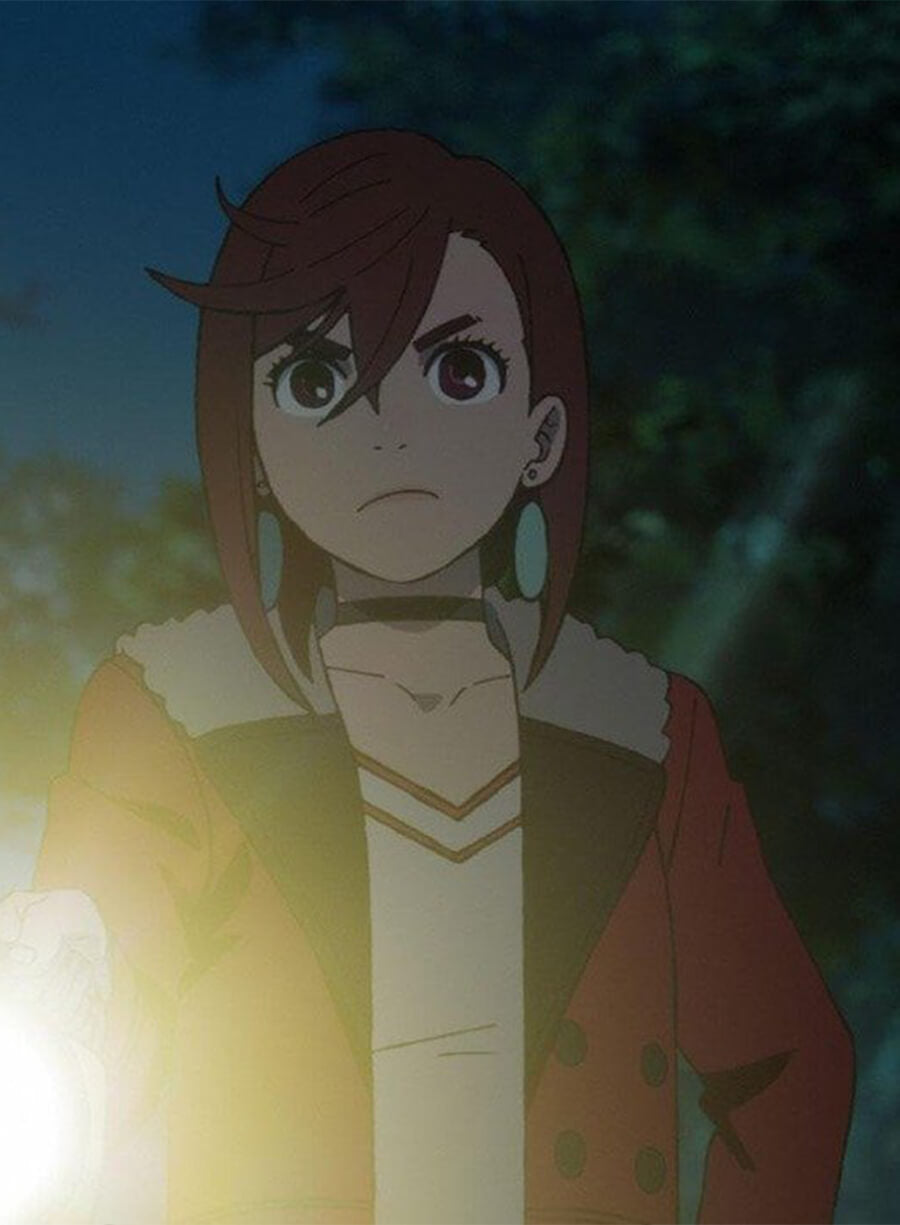 Harpoon Momo Ayase Inspired Red Fabric Leather Jacket - Dandadan Style