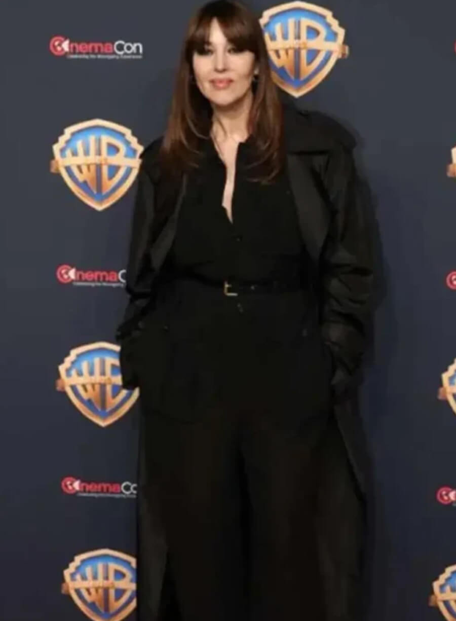 Harpoon Monica Bellucci Inspired Black Cotton Polyester Fabric Coat - Beetlejuice Beetlejuice Premiere Style