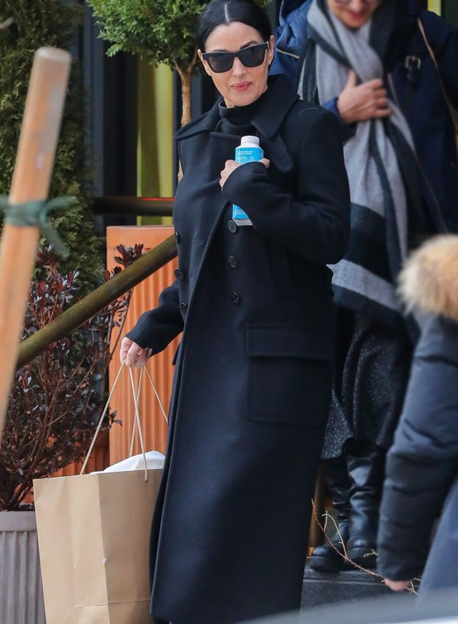 Harpoon Monica Bellucci Inspired Black Wool Fabric Coat