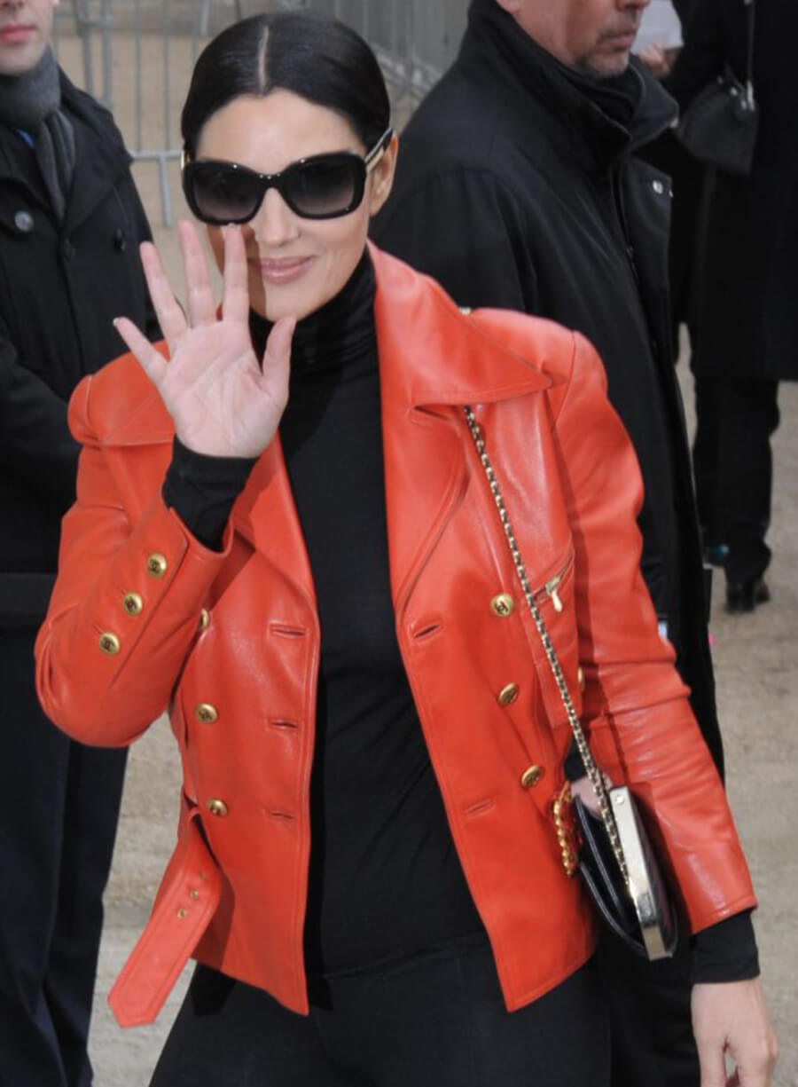 Harpoon Monica Bellucci Inspired Red Real Leather Leather Jacket