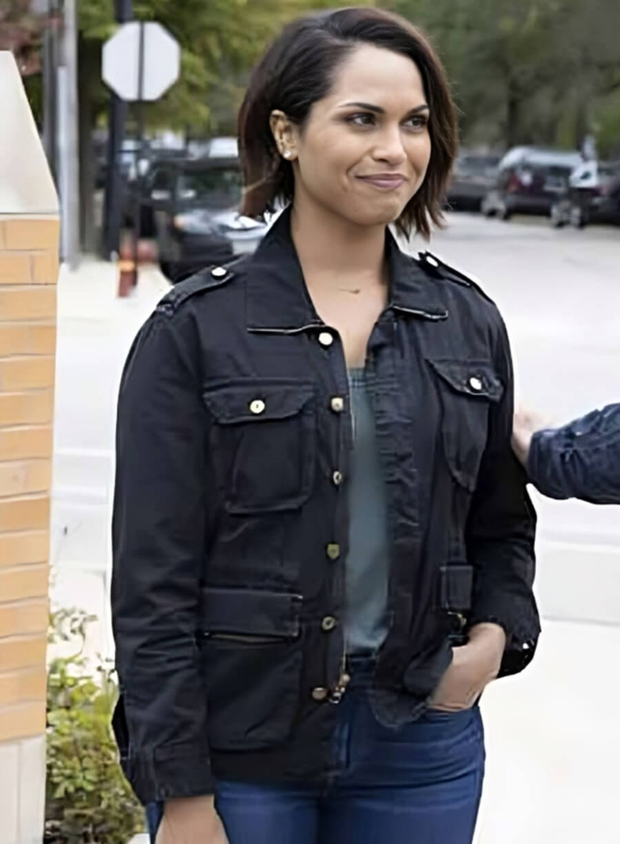 Harpoon Monica Raymund Chicago Fire Inspired Black Cotton Fabric Cotton Jacket