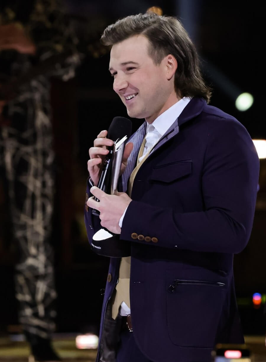 Harpoon Morgan Wallen ACM Awards Suit Inspired Blue Suiting Fabric Leather Jacket