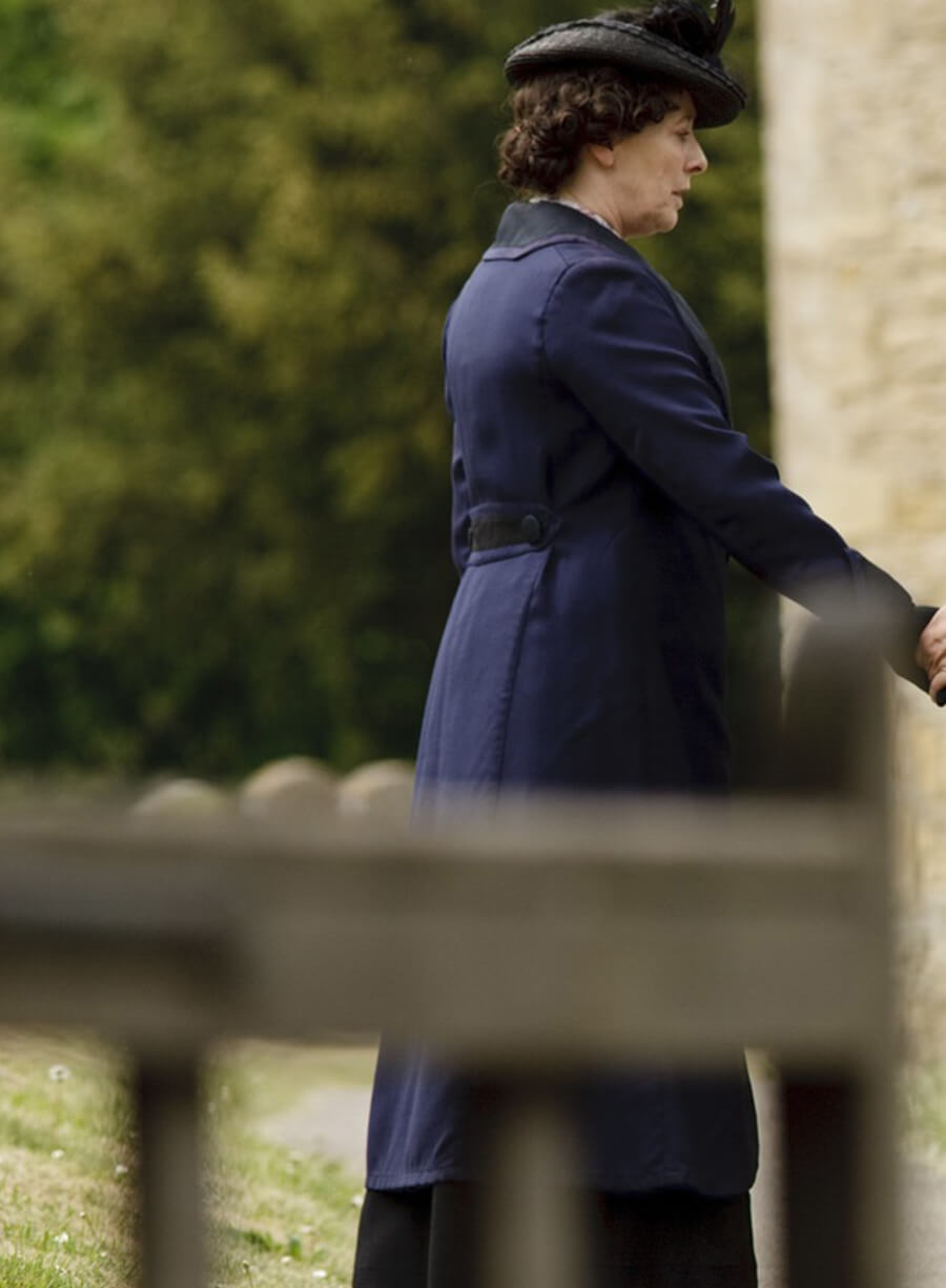 Harpoon Mrs. Hughes Inspired Blue Fabric Coat - Downton Abbey Style