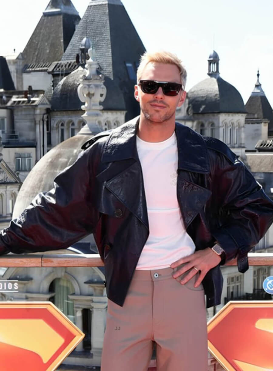 Harpoon lex luthor Inspired Black Leather Jacket - Superman 2025 Style