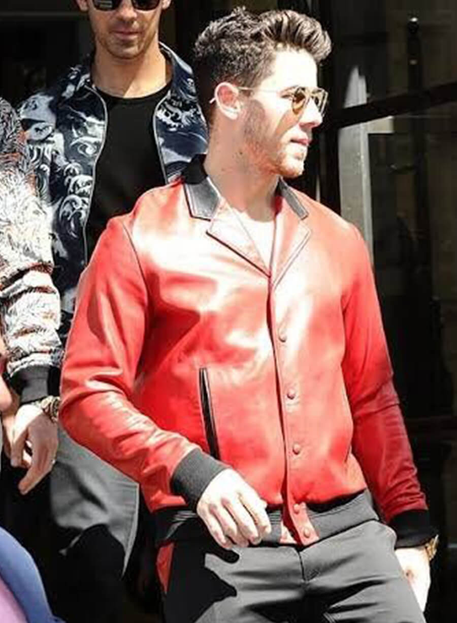 Harpoon Nick Jonas Inspired Red Leather Jacket