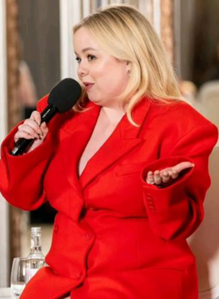 Harpoon Nicola Coughlan Inspired Red Leather Jacket - Premiere Bridgerton Style