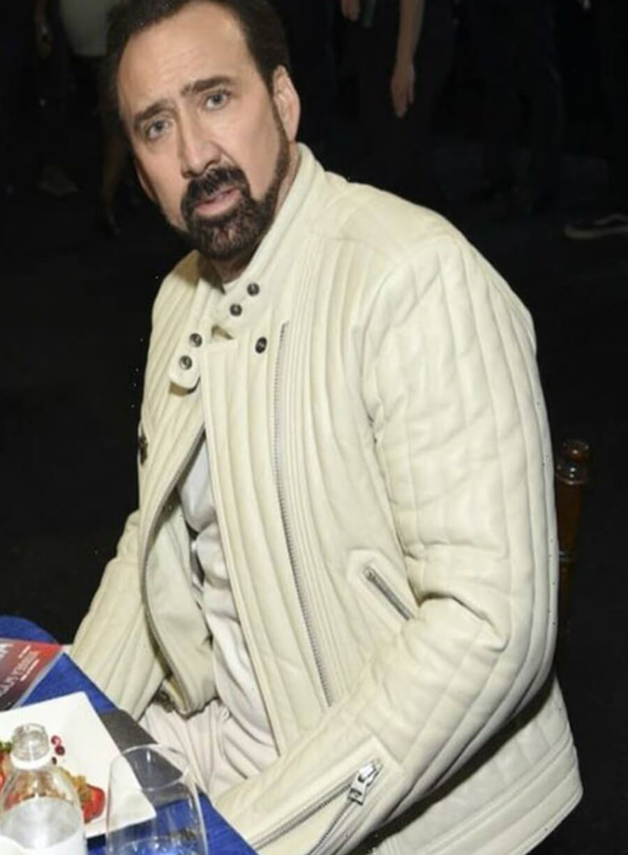 Harpoon Nicolas Cage Inspired White Leather Jacket