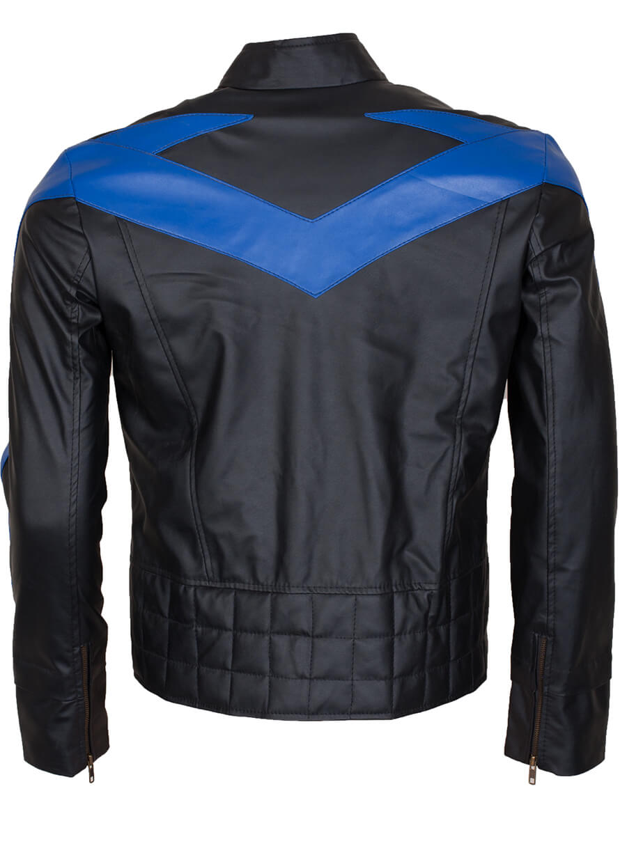 Harpoon Nightwing Dick Grayson Inspired Black & Blue Leather Jacket