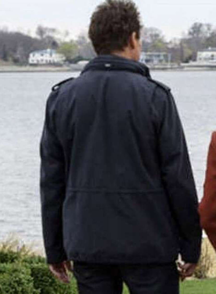 Harpoon Dominic West Inspired Blue Fabric Leather Jacket - The Affair Style