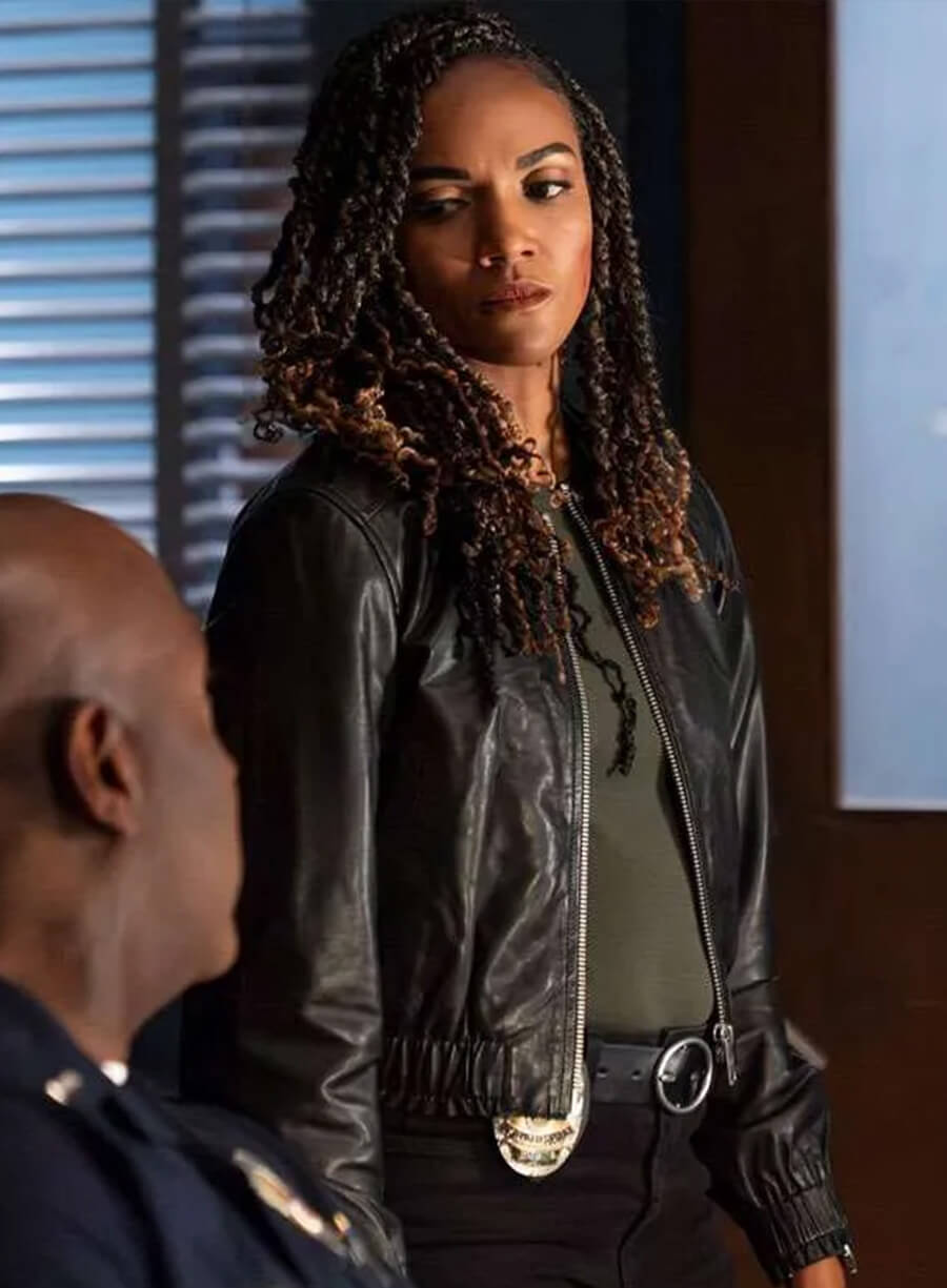 Harpoon Nyla Harper Inspired Black Leather Jacket - The Rookie S07 Style