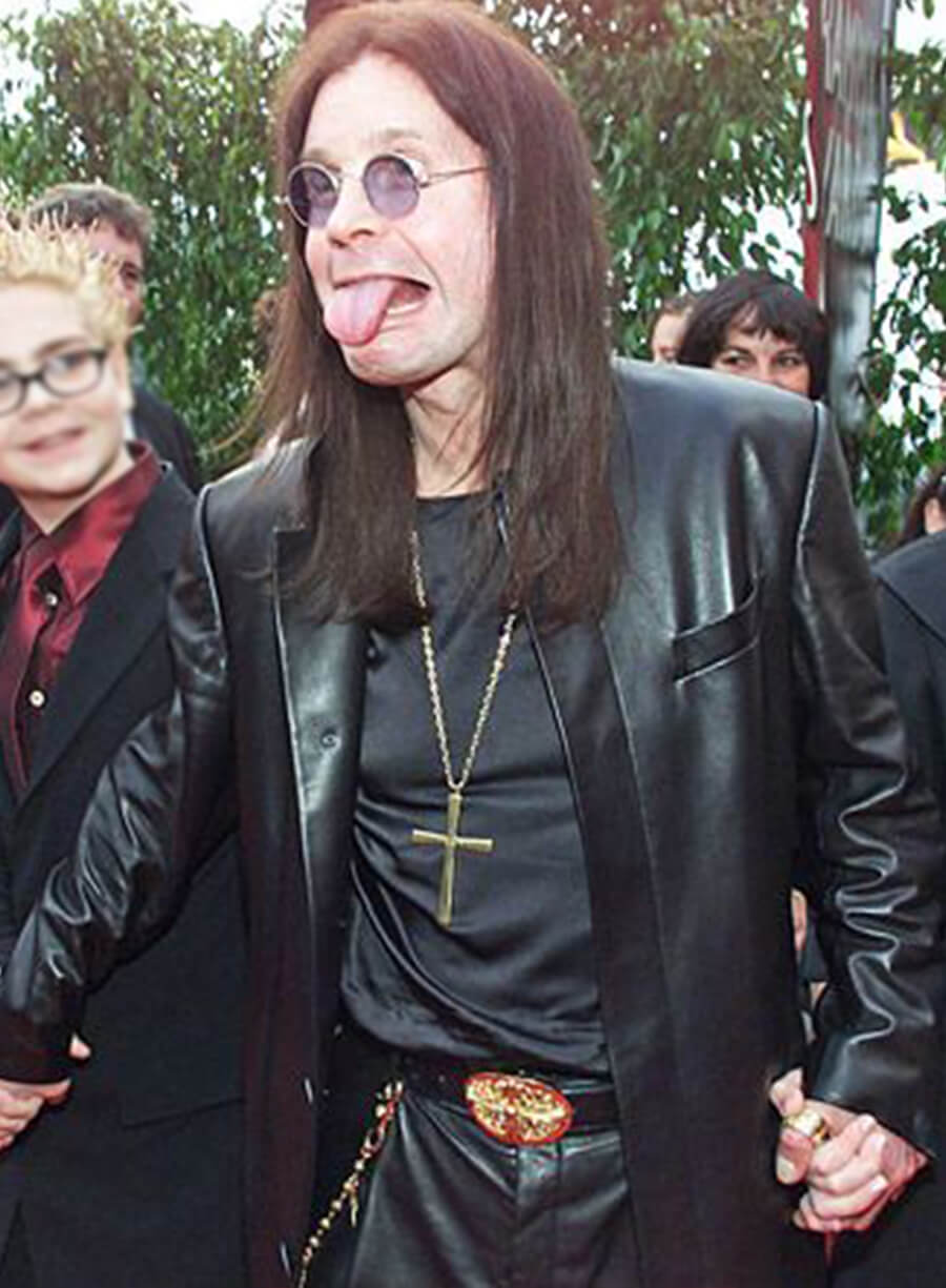 Harpoon Ozzy Osbourne Inspired Black Real Leather Coat - Grammy Awards Style