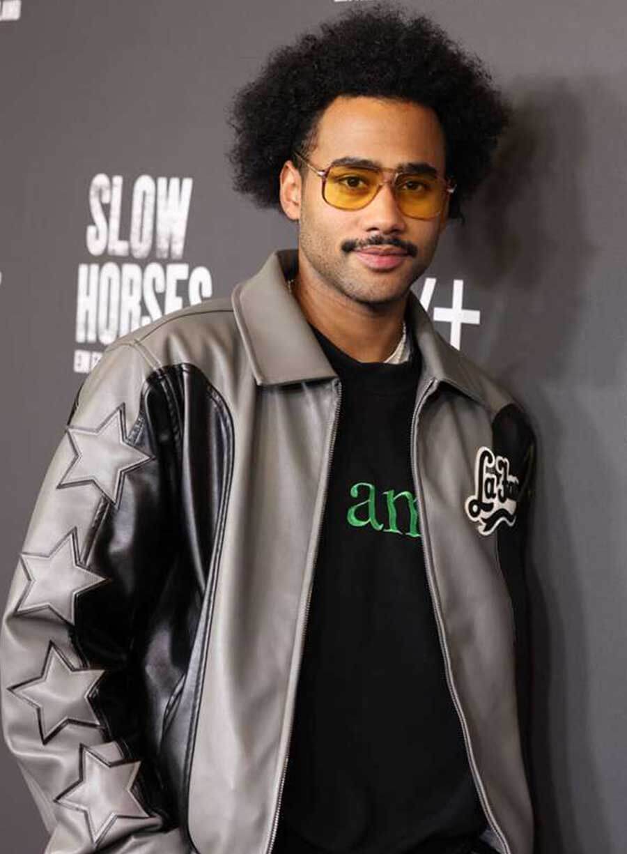 Harpoon Pablo Grant Inspired Grey and Black Real Leather Leather Jacket - Slow Horses S02 Style