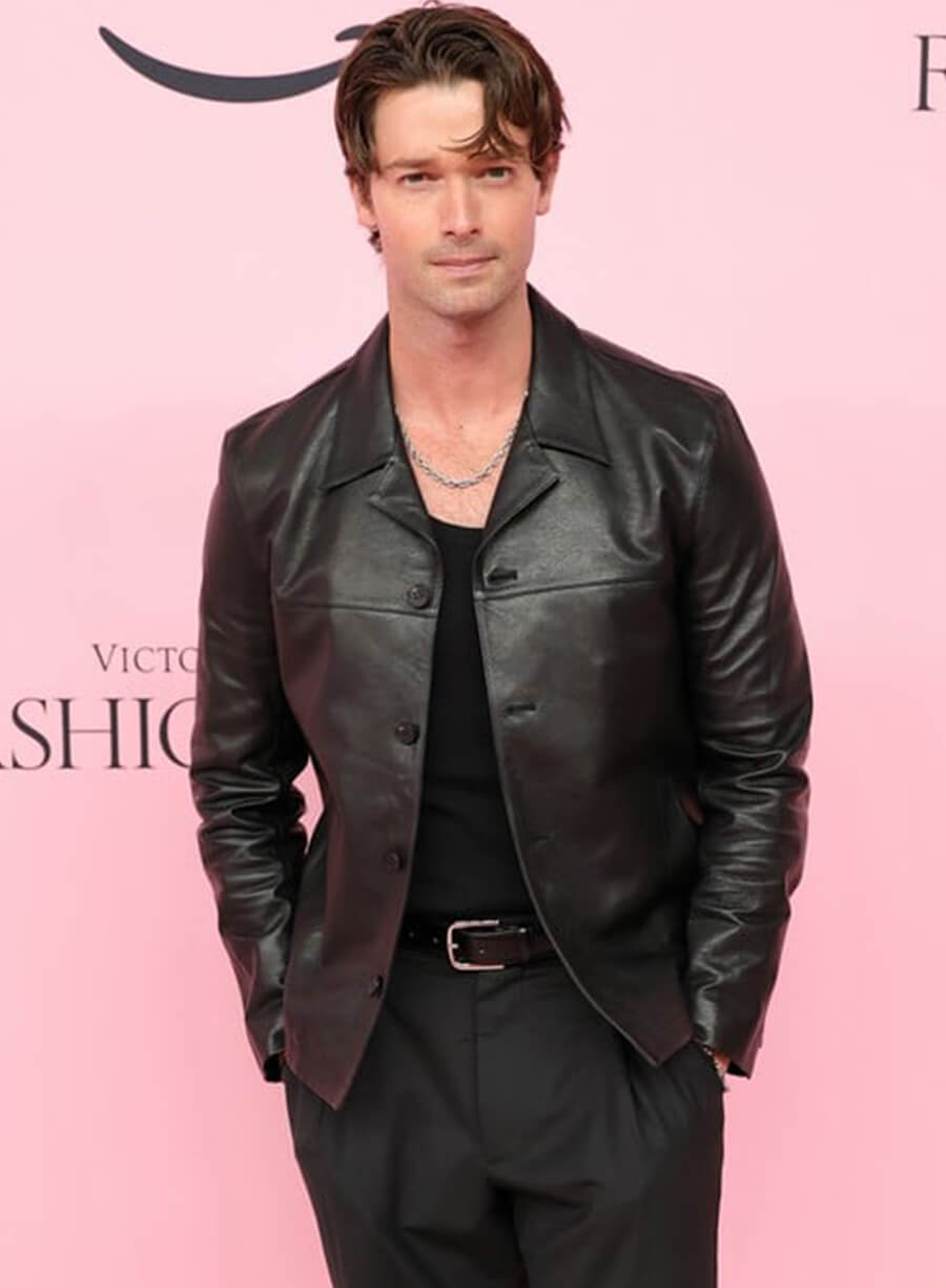 Harpoon Patrick Schwarzenegger Inspired Black Leather Jacket - 2025 Victoria's Secret Fashion Show Style