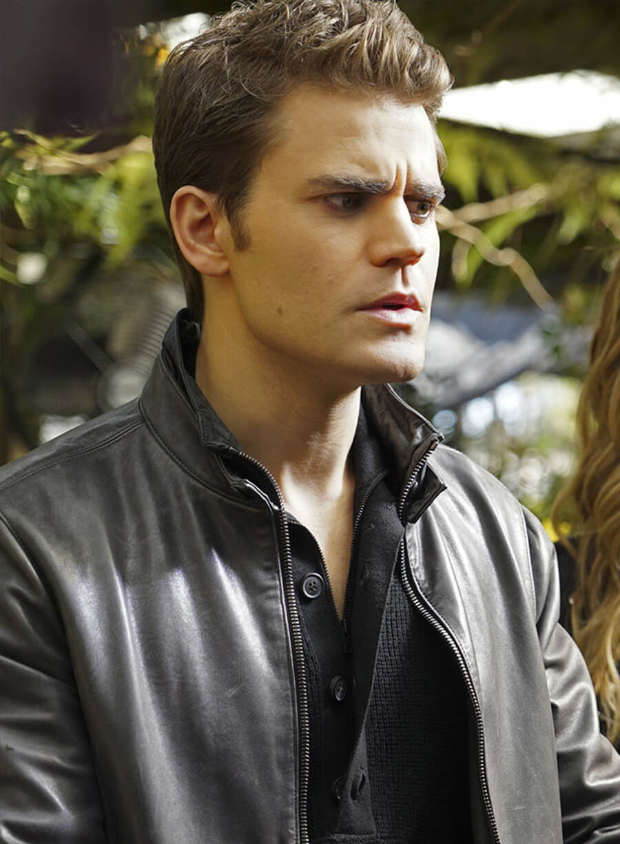 Harpoon Stefan Salvatore Inspired Black Leather Jacket - Vampire Diaries S07 Style