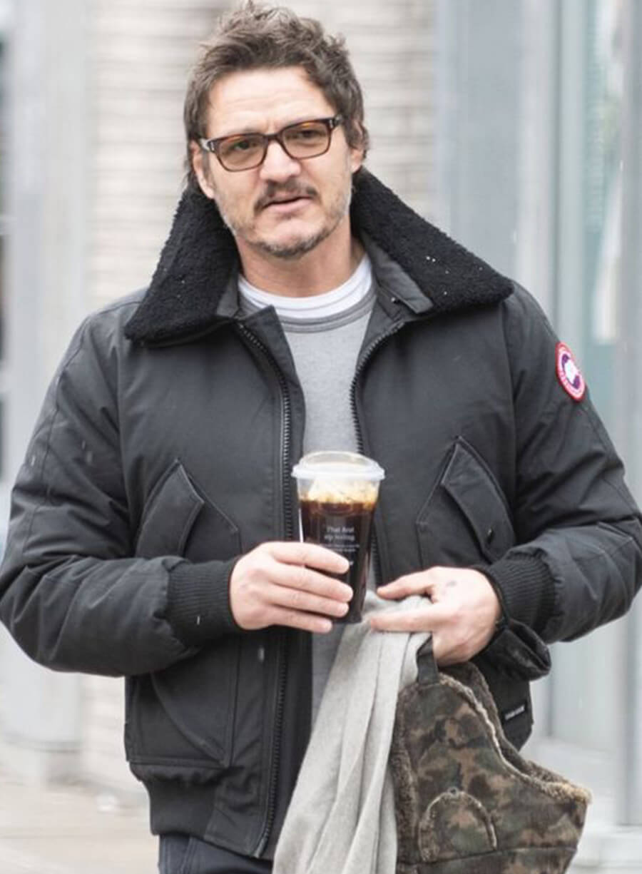 Harpoon Pedro Pascal Shearling Inspired Black Leather Jacket