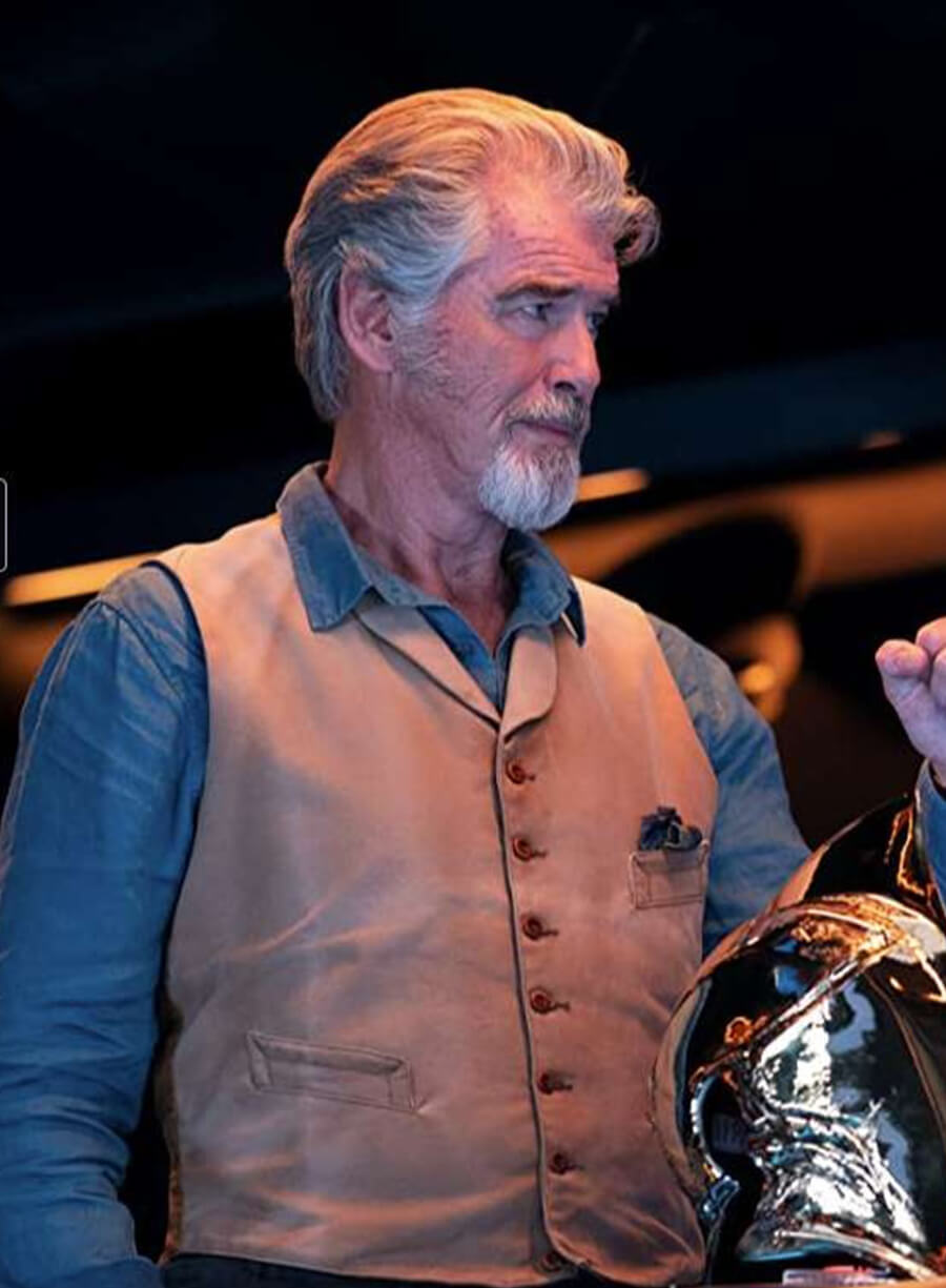 Harpoon Pierce Brosna Adam Vest Inspired Brown Leather Jacket