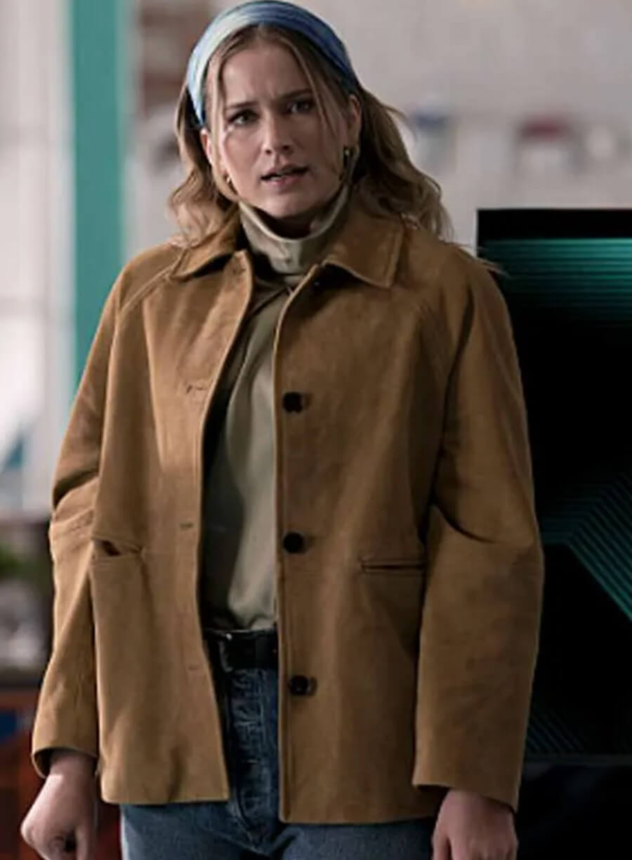 Harpoon Quinn Powers Inspired Brown Leather Jacket - Elsbeth Style