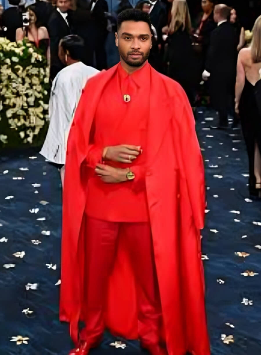 Harpoon Reg�-Jean Page Inspired Red Wool Coat - Met Gala 2025 Style