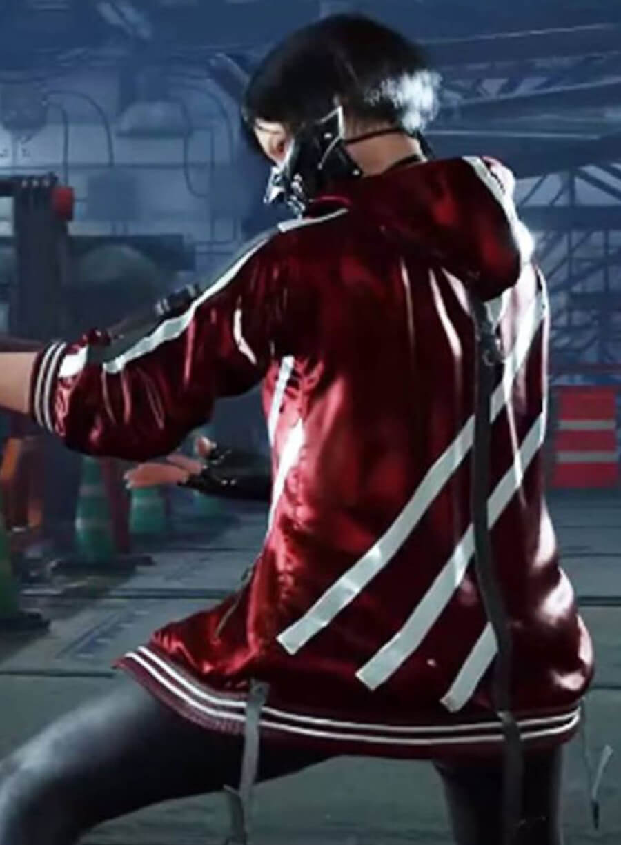 Harpoon Reina Mishima Inspired Red Faux Leather or Real Leather Hooded Jacket - Tekken 8 Style