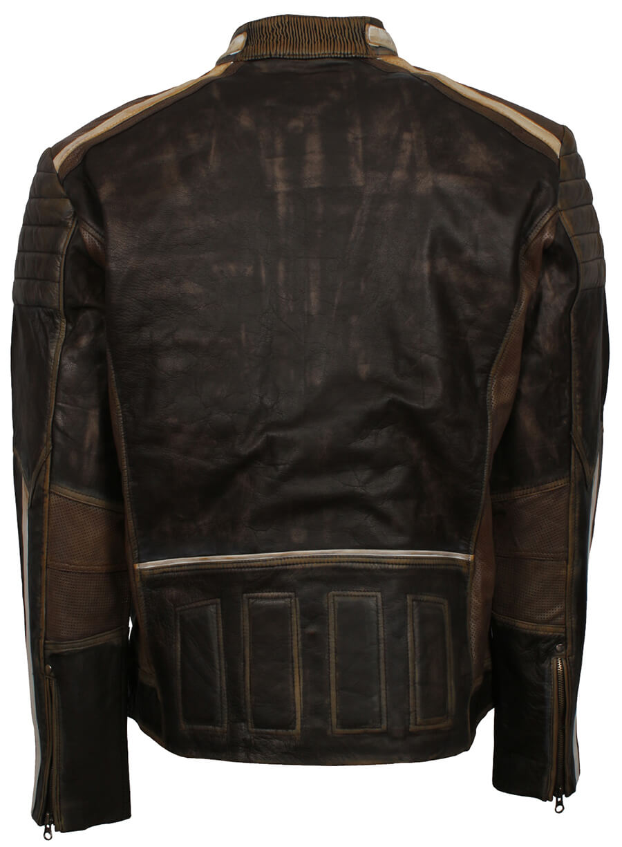 Harpoon Retro Distressed Inspired Brown Leather Jacket