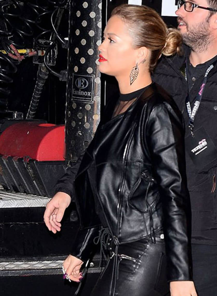 Harpoon Rita Ora Inspired Black Leather Jacket
