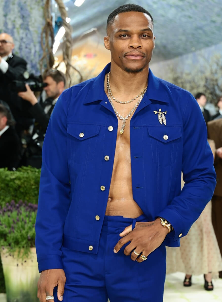 Russell Westbrook Met Gala 2026 Blue Cotton Jacket