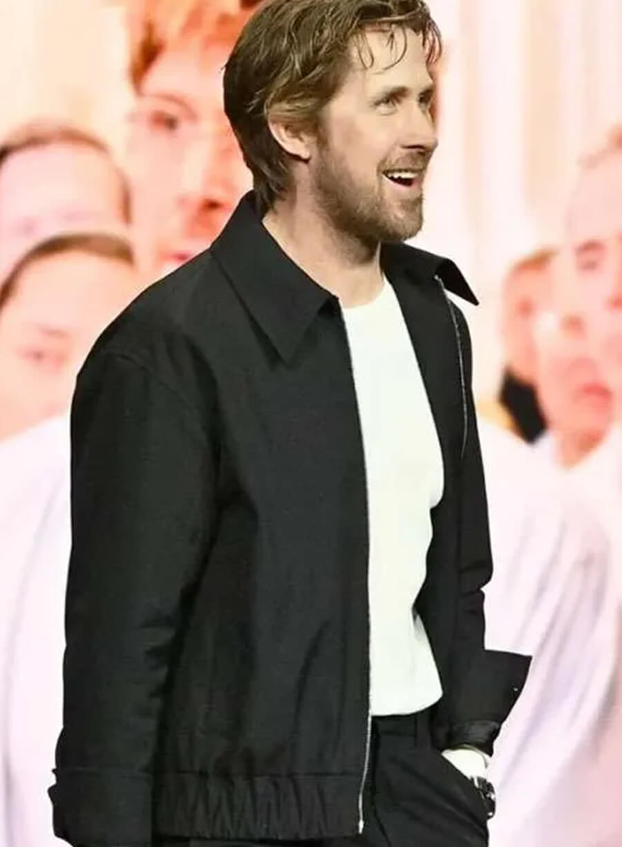 Harpoon Ryan Gosling Inspired Black Leather Jacket - CinemaCon 2025 Style