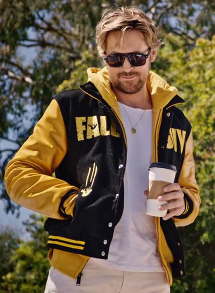 Harpoon Colt Seavers Inspired Yellow & Black Leather Jacket - The Fall Guy 2024 Style