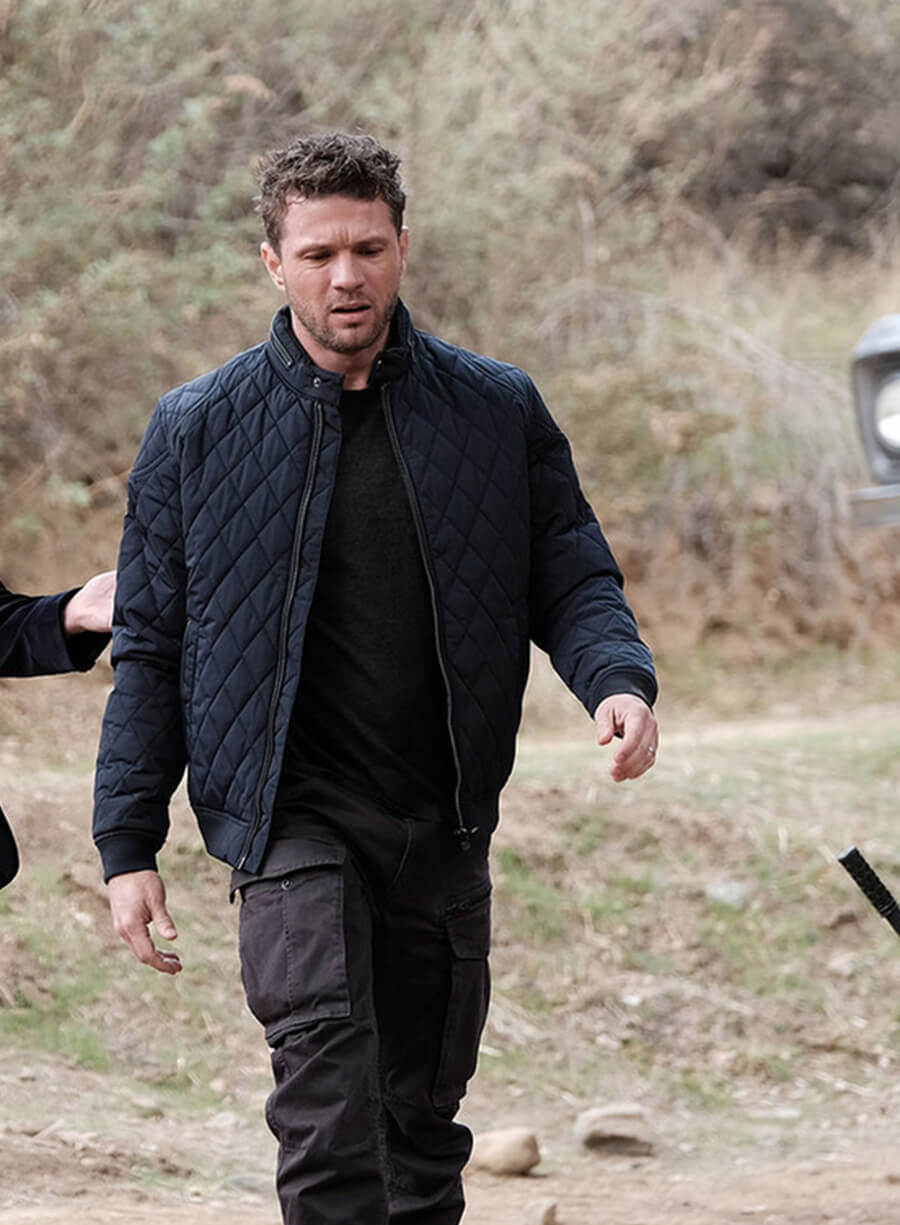Harpoon Bob Lee Swagger Inspired Blue Parachute Fabric Leather Jacket - Shooter Tv Series Style