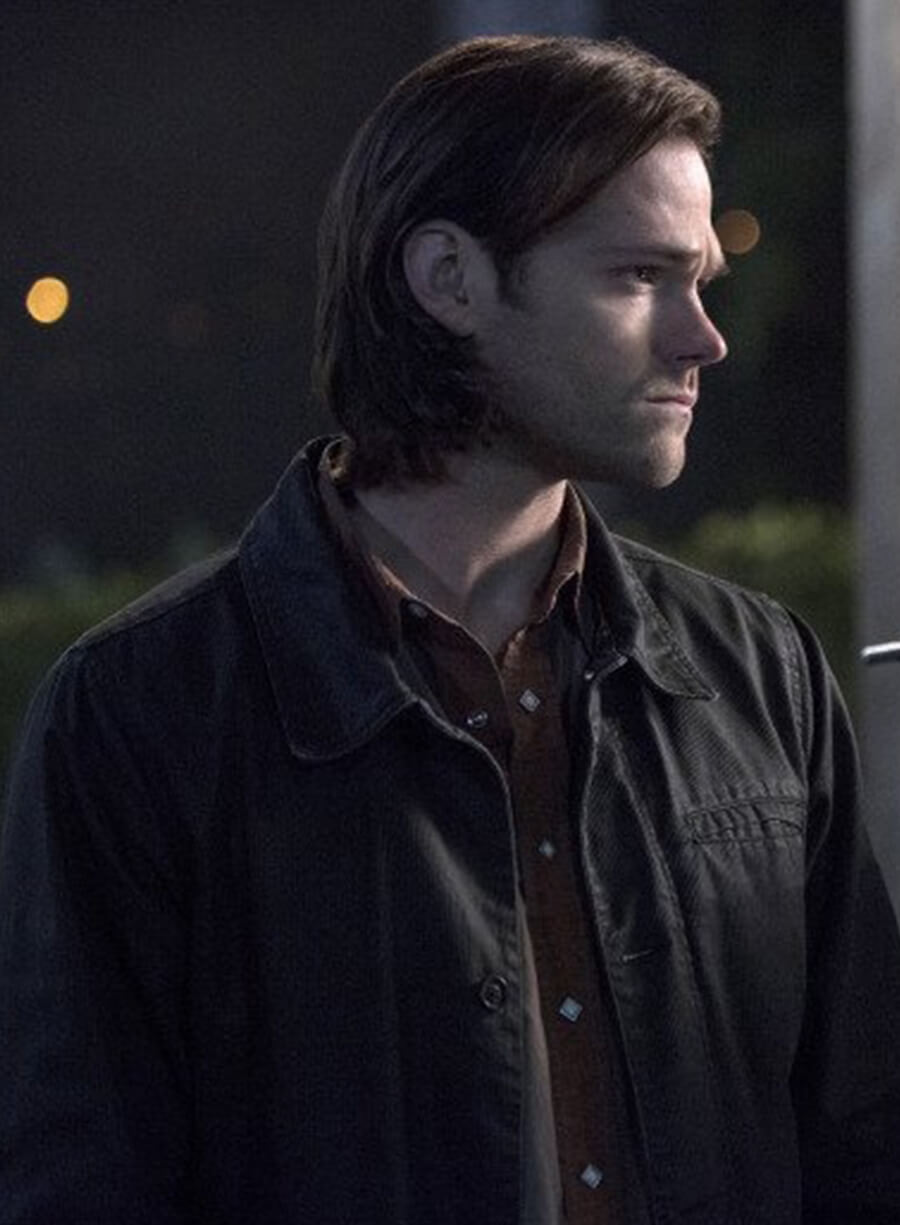Harpoon Sam Winchester Inspired Black Cotton Fabric Cotton Jacket - Supernatural Style