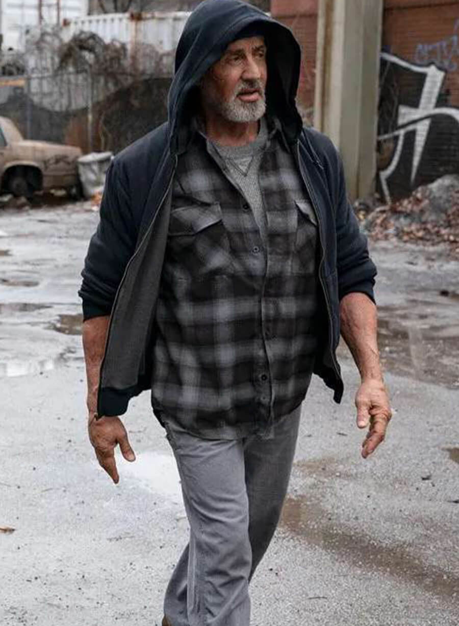 Harpoon Sylvester Stallone Inspired Black Fleece Fabric Hooded Jacket - Samaritan Style