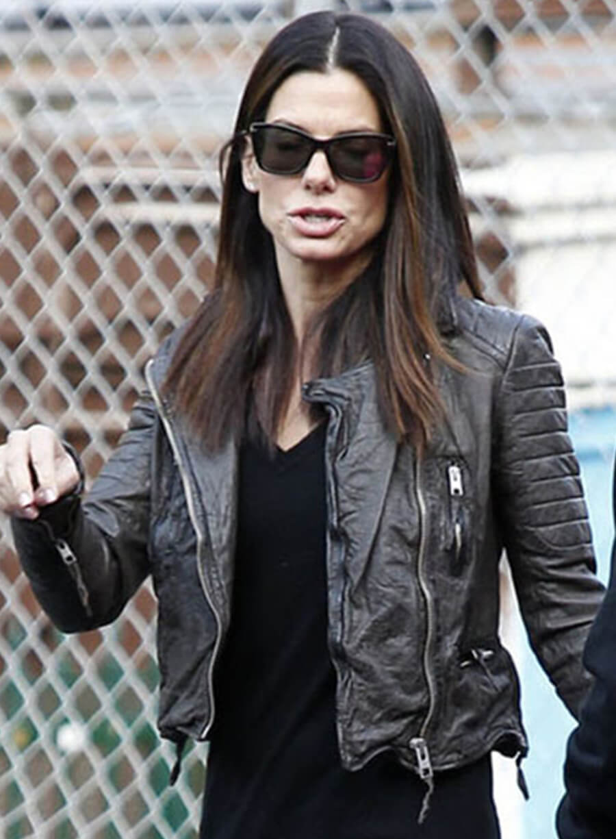 Harpoon Sandra Bullock Inspired Black Leather Jacket