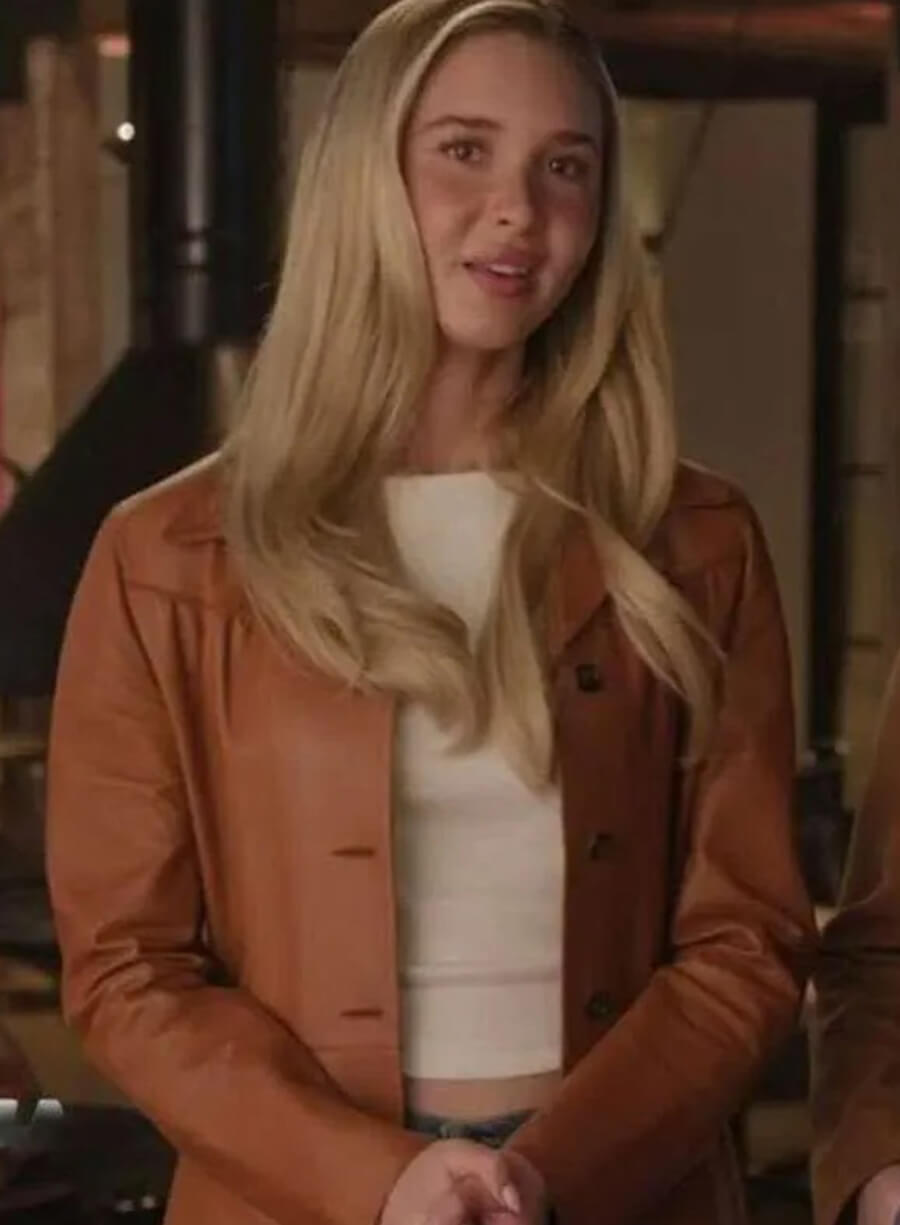 Harpoon Tatum Evans Inspired Brown Real Leather Leather Jacket - Scream 7 Style