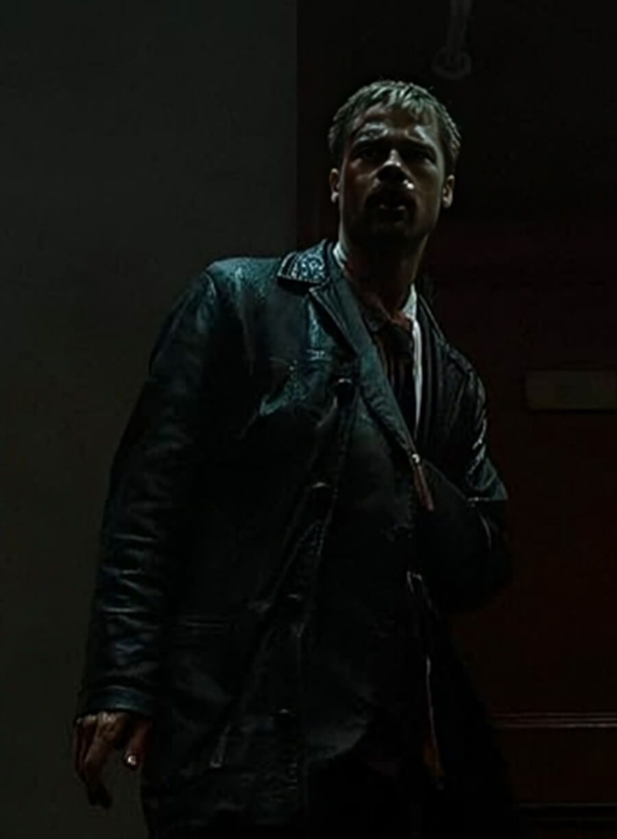 Harpoon David Mills Inspired Black Leather Jacket - Se7ev Movie Style