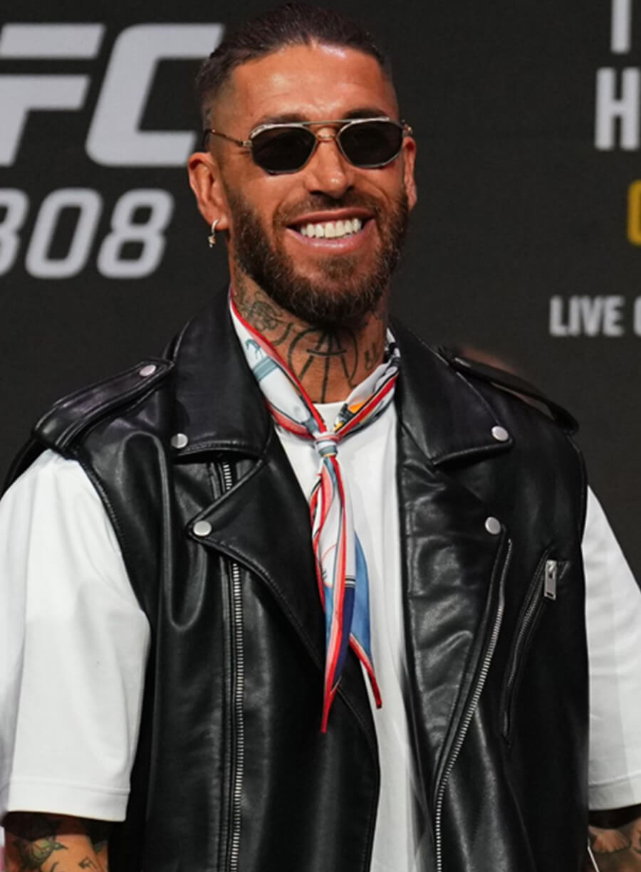 Harpoon Sergio Ramos Vest Inspired Black Leather Jacket