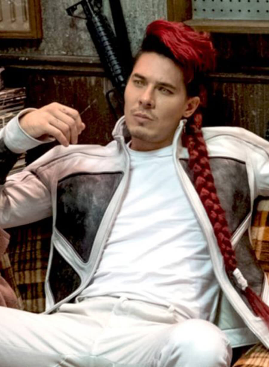 Harpoon Shatterstar Inspired White & Black Leather Jacket - Deadpool 2 Style