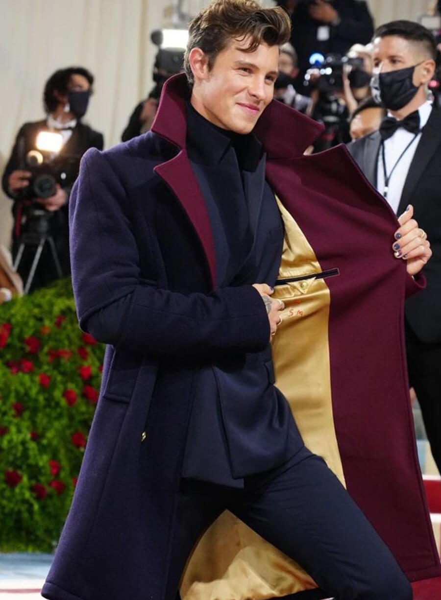 Harpoon Shawn Mendes Inspired Blue & Maroon Coat