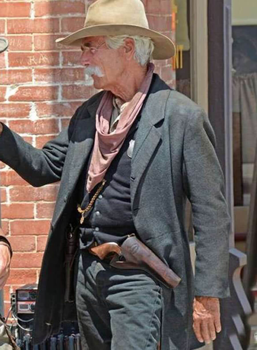 Harpoon Sam Elliott Inspired Black Wool Fabric Coat - 1883 Tv Series Style