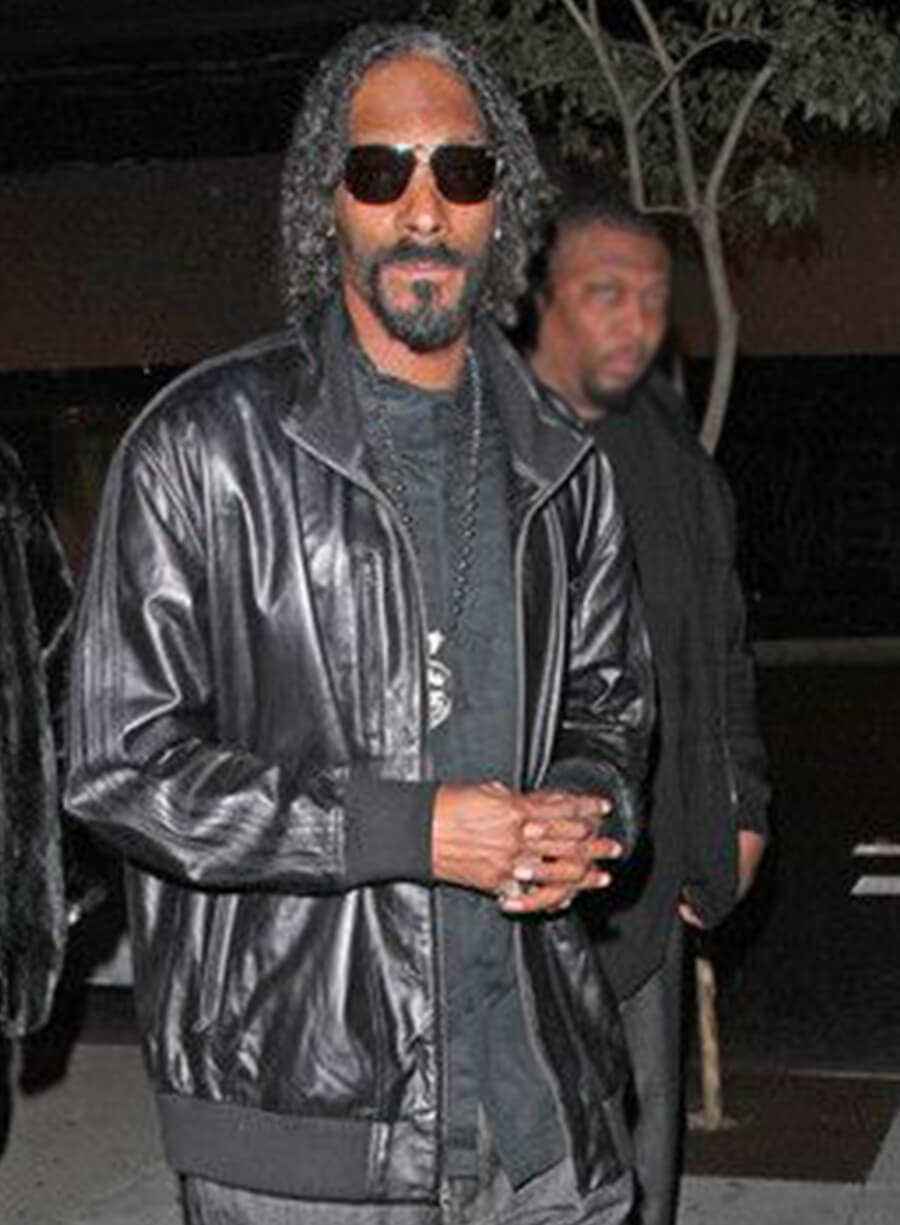 Harpoon Snoop Dogg Inspired Black Real Leather Bomber Jacket