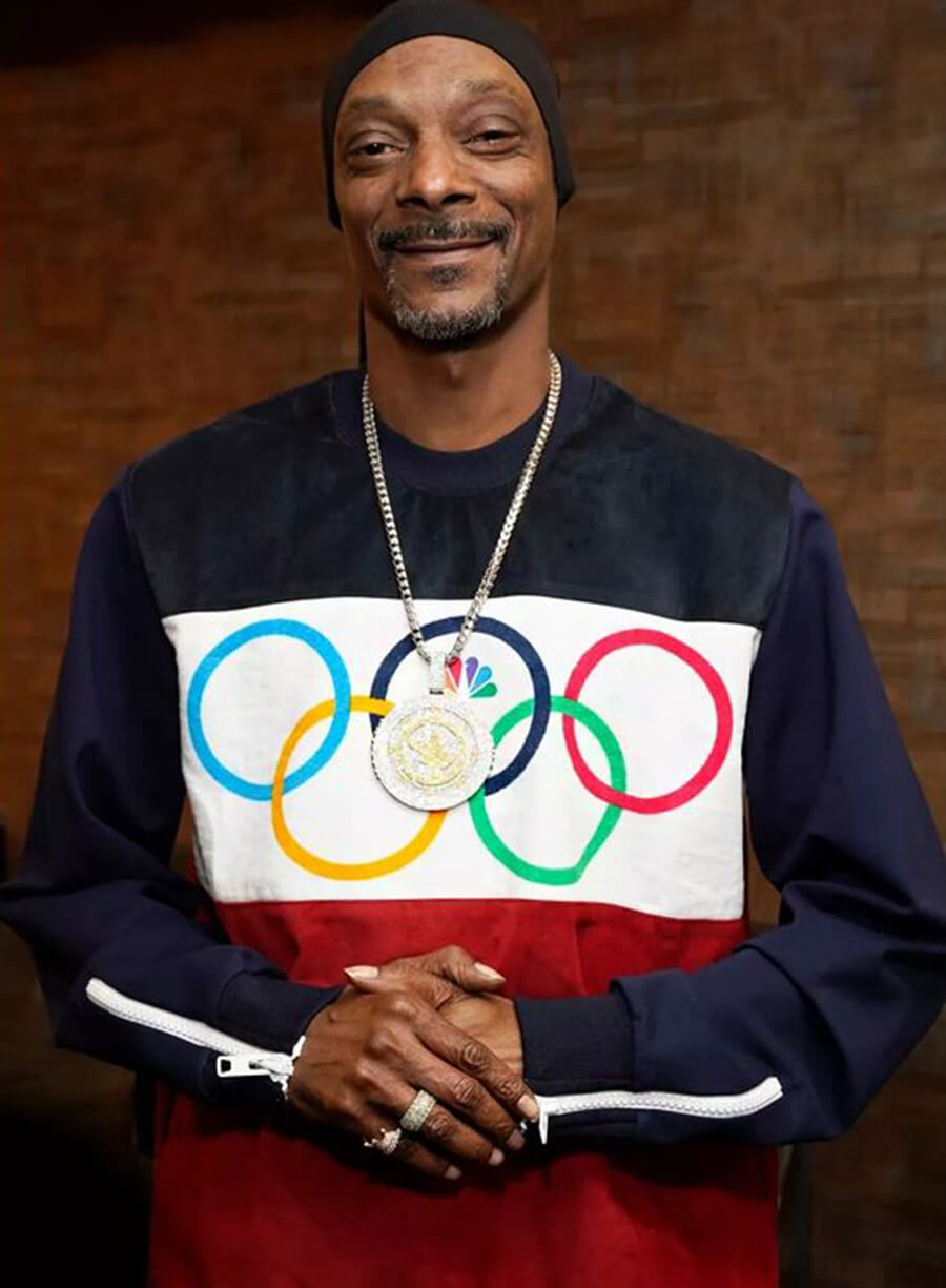 Harpoon Snoop Dogg Olympics Tracksuit Inspired Multicolor Fleece Fabric Leather Jacket