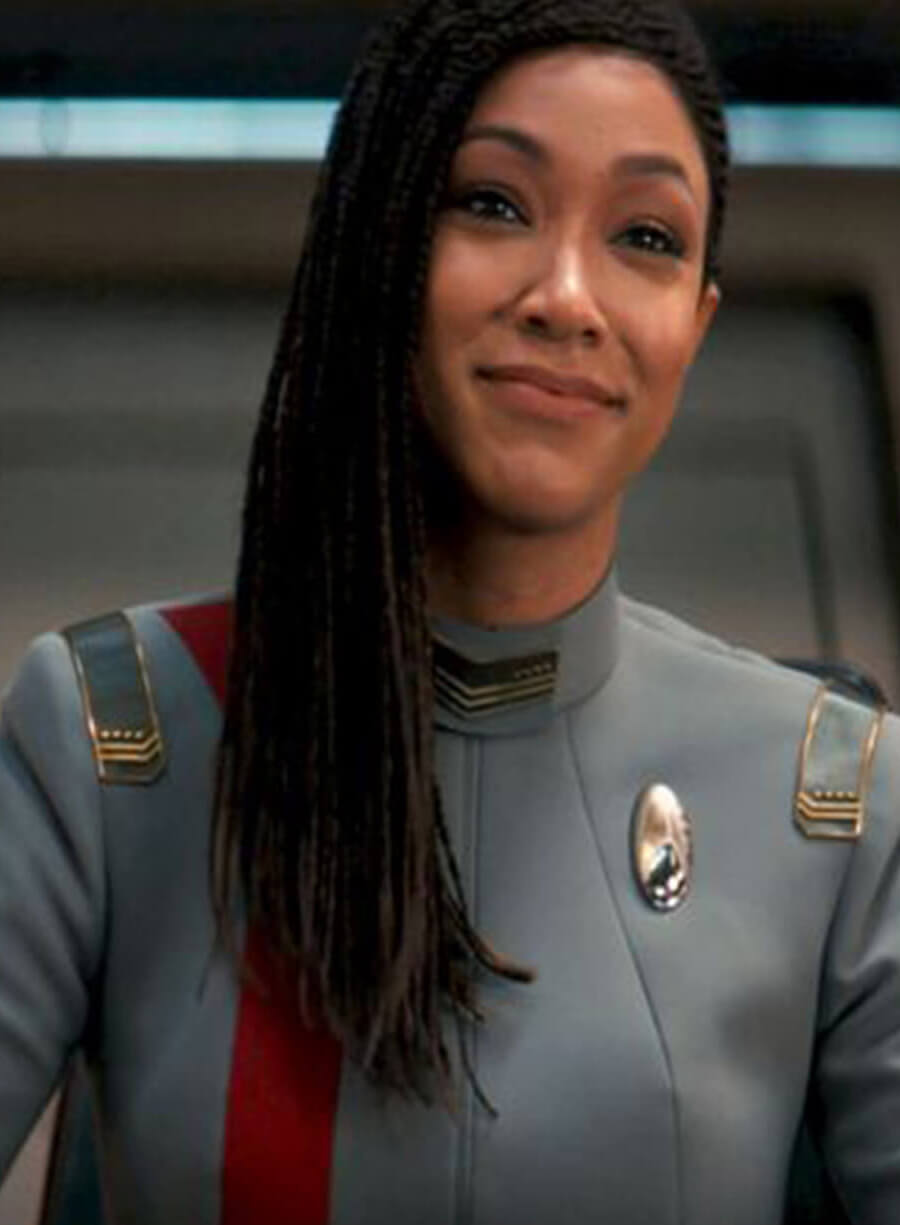 Harpoon Michael Burnham Inspired Grey Leather Jacket - Star Trek Discovery S5 Style