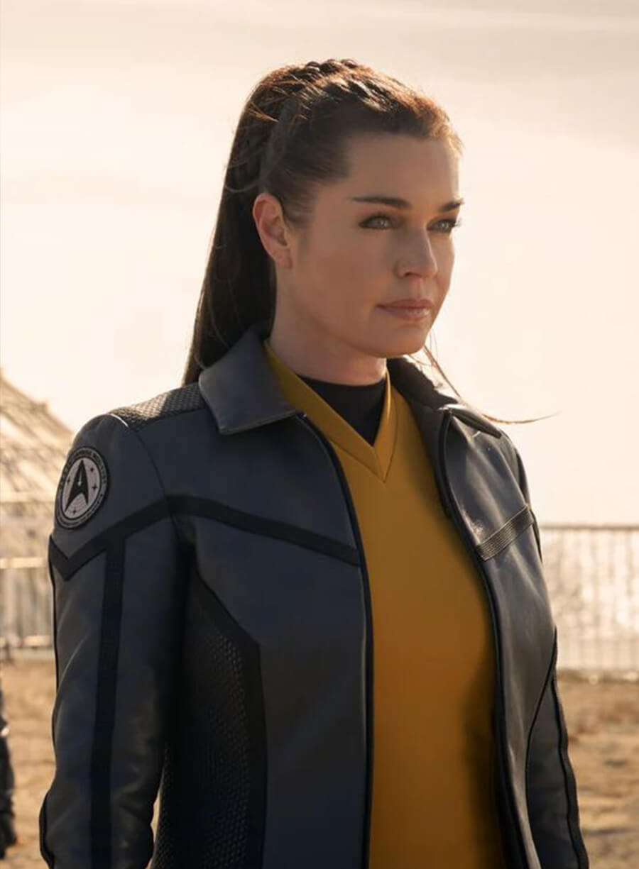 Harpoon Captain Pike Inspired Grey Leather Jacket - Star Trek : Strange New Worlds Style