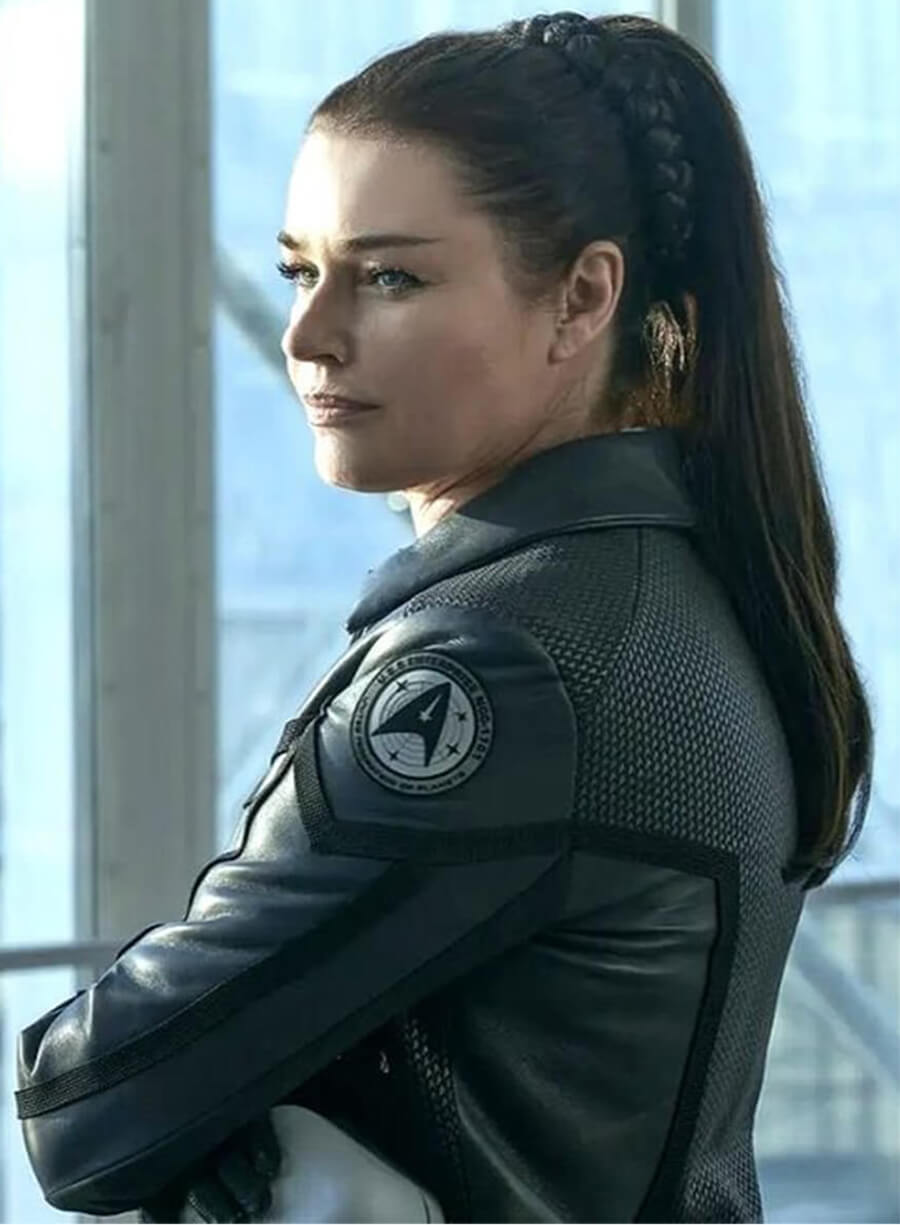 Harpoon Number One Inspired Black Leather Jacket - Star Trek : Strange New Worlds Style