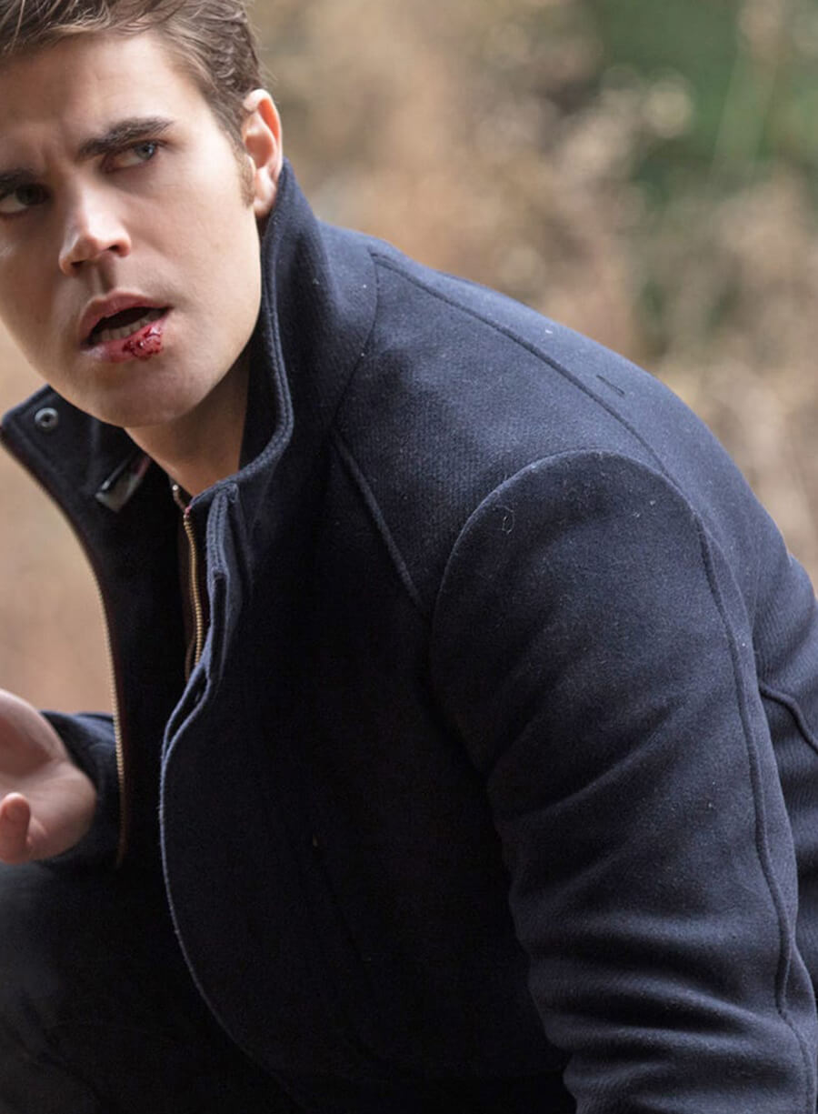 Harpoon Stefan Salvatore Inspired Black Wool Jacket - The Vampire Diaries S07 Style