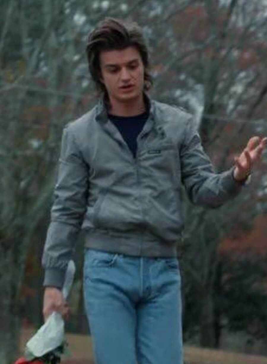 Harpoon Steve Harrington Inspired Grey Bomber Jacket - Stranger Things Style