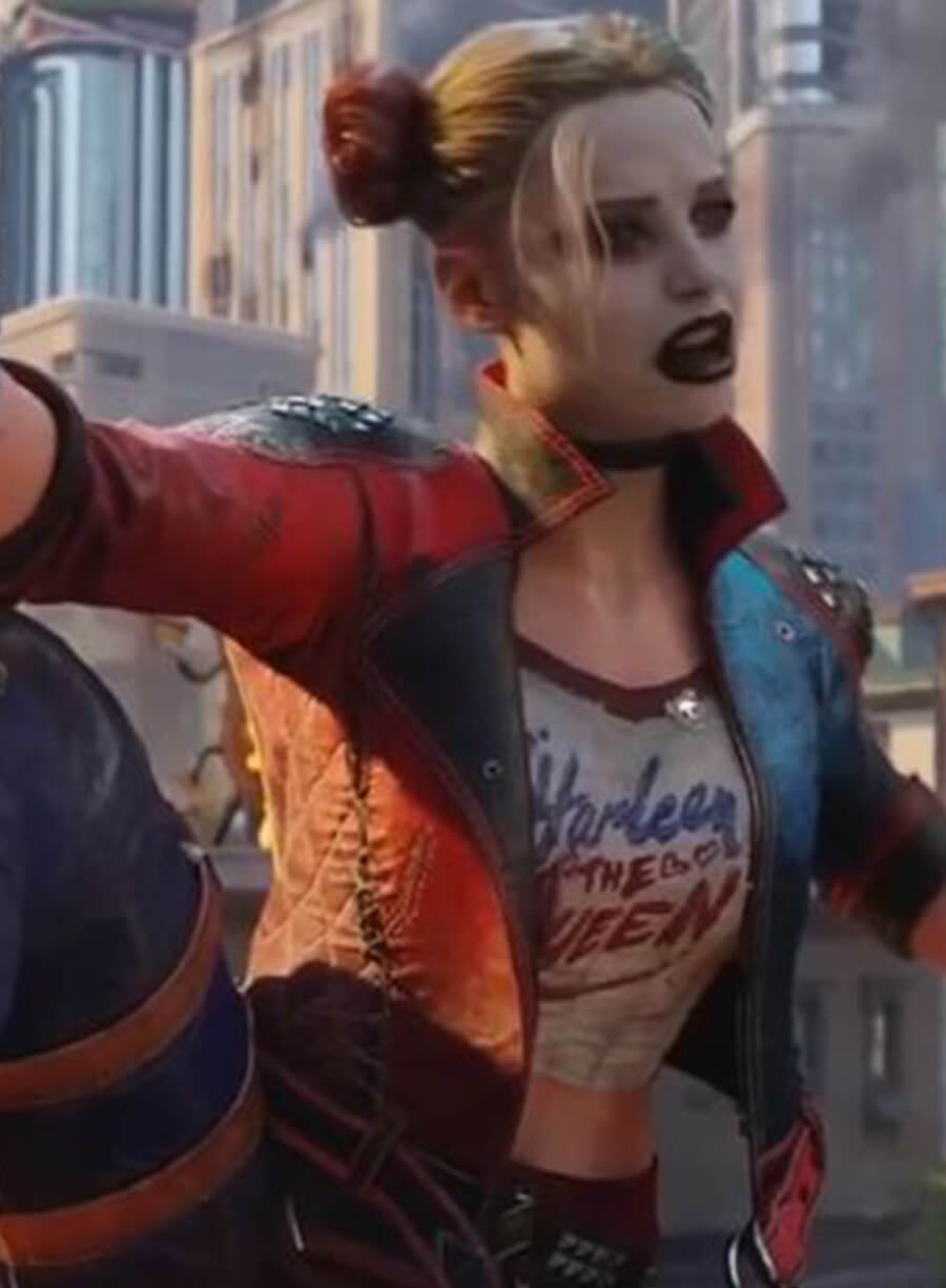 Harpoon Harley Quinn Inspired Red & Blue PU Leather Leather Jacket - Suicide Squad: Kill the Justice League Style