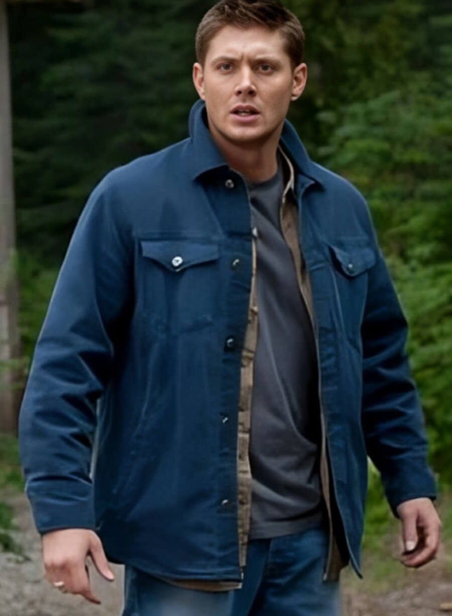 Harpoon Dean Winchester Inspired Blue Cotton Fabric Cotton Jacket - Supernatural Tv Series Style